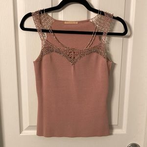 Women’s pink beaded tank. Forever 21. Fits like a small